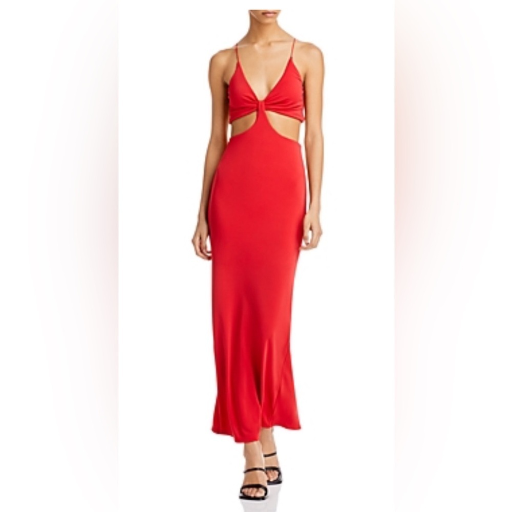 Alice + Olivia Red Cutout Midi Dress